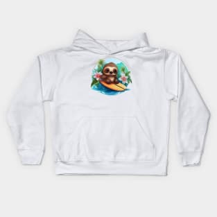 Surfing Baby Sloth Kids Hoodie